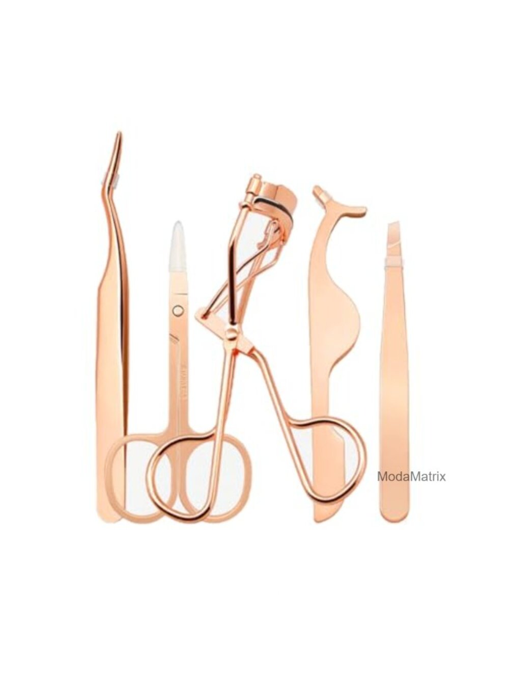 5PC Eyelash Applicator Kit with Curler Tweezers Scissors Eyebrow Clip Stainless